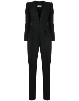 deep V-neck tailored jumpsuit