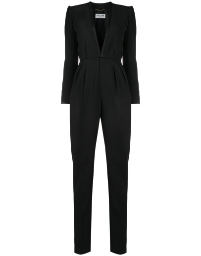 deep V-neck tailored jumpsuit