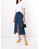 high-waisted denim skirt