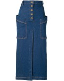 high-waisted denim skirt