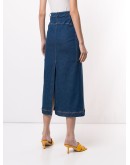high-waisted denim skirt