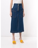 high-waisted denim skirt