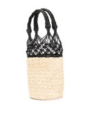 mesh detailed straw bucket bag