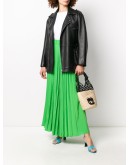 mesh detailed straw bucket bag
