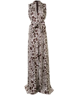 animal-print tie-waist jumpsuit