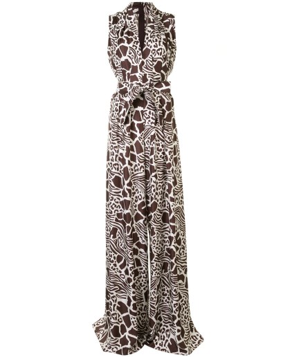 animal-print tie-waist jumpsuit
