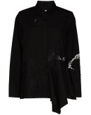 asymmetric lace-insert shirt