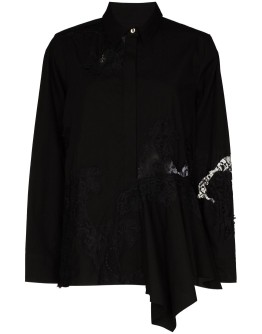 asymmetric lace-insert shirt