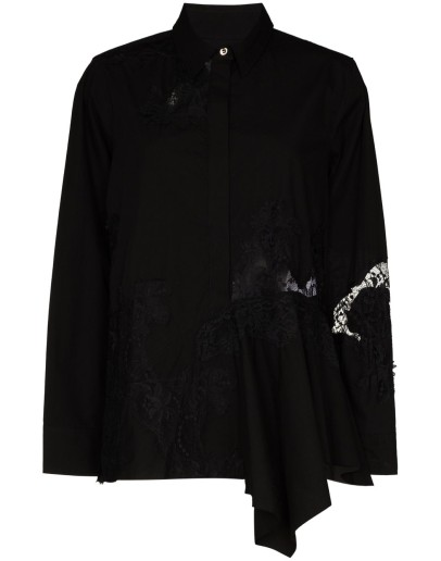 asymmetric lace-insert shirt