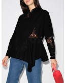 asymmetric lace-insert shirt