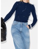 feather-embellished ribbed-knit top