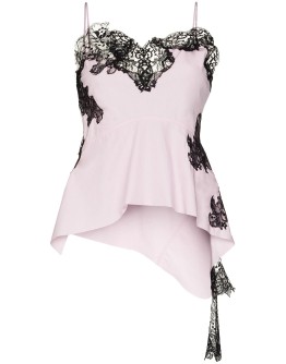 asymmetric lace-trim camisole
