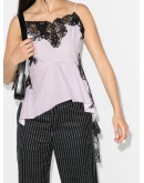 asymmetric lace-trim camisole