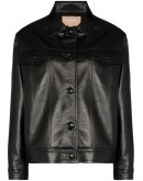 faux leather button-up jacket 