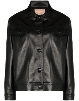 faux leather button-up jacket 