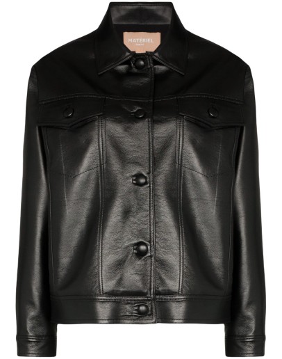 faux leather button-up jacket 