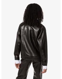 faux leather button-up jacket 