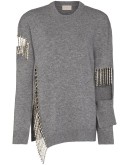 cut-out crystal-fringe jumper