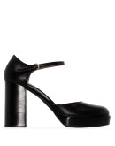 platform 100mm leather pumps