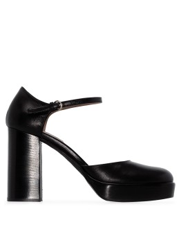 platform 100mm leather pumps
