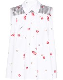 floral-embroidered sleeveless blouse