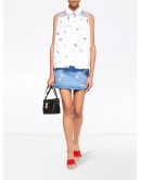 floral-embroidered sleeveless blouse