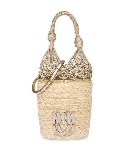 straw mesh bucket bag