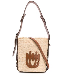 logo patch bucket bag