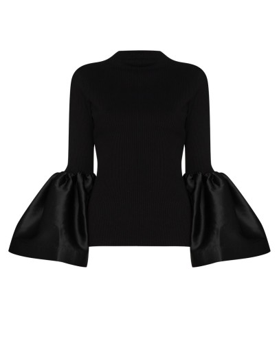 puff-sleeve long-sleeve top