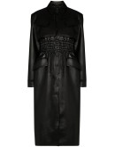 shirred faux leather coat