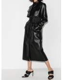shirred faux leather coat