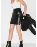 high-waisted faux leather mini skirt