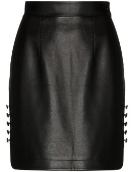 high-waisted faux leather mini skirt