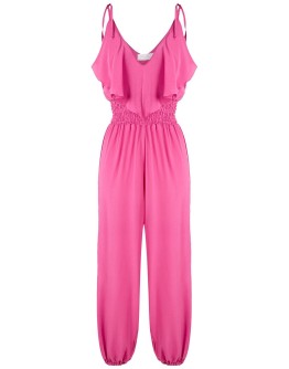 ruffled silk jumpsuit