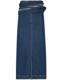 wrap-waist denim midi skirt