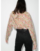 scarf-neck floral-print blouse