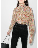 scarf-neck floral-print blouse