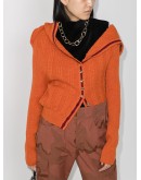 necklace detail ribbed wool cardigan