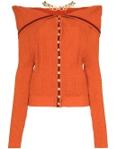 necklace detail ribbed wool cardigan
