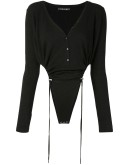 V-neck toggle-tie bodysuit