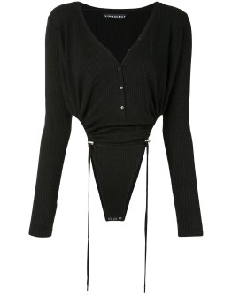V-neck toggle-tie bodysuit