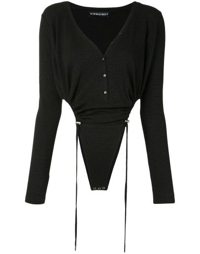 V-neck toggle-tie bodysuit