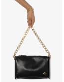 chain-trim leather crossbody bag
