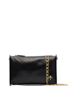 chain-trim leather crossbody bag
