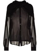 scarf-neck sheer blouse