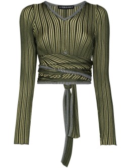 cropped striped wrap top