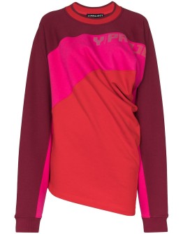 twisted-front colour-block jumper