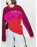 twisted-front colour-block jumper