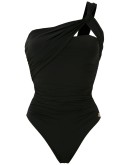 draped one shoulder swimsuit