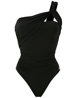 draped one shoulder swimsuit